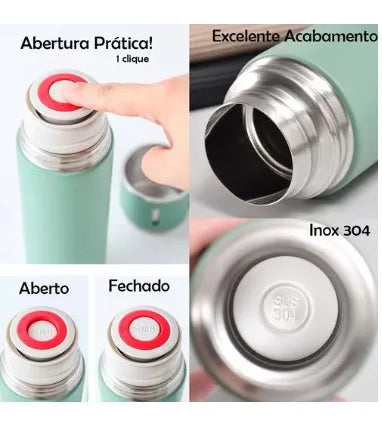 ZAFFIORA | Vacuum Flask Set 500ml com 3 Xícaras | Inox | Bebidas Quentes ou Frias | Presenteável