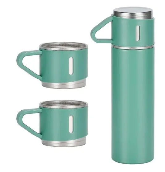 ZAFFIORA | Vacuum Flask Set 500ml com 3 Xícaras | Inox | Bebidas Quentes ou Frias | Presenteável