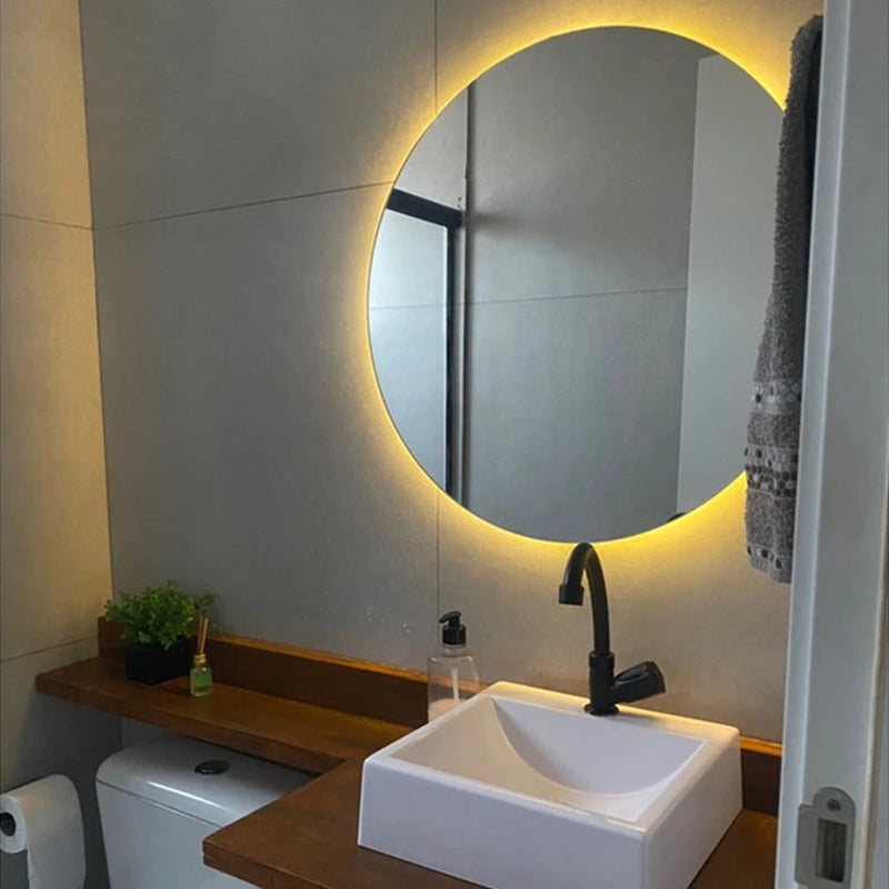 Espelho Redondo LED ZAFFIORA 30x30cm – Iluminação Fria Ideal para Maquiagem e Skincare