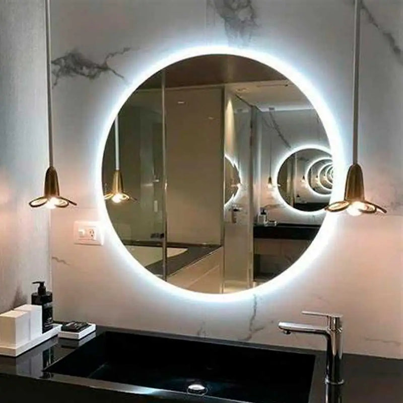 Espelho Redondo LED ZAFFIORA 30x30cm – Iluminação Fria Ideal para Maquiagem e Skincare