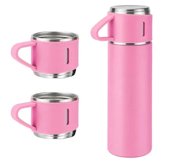 ZAFFIORA | Vacuum Flask Set 500ml com 3 Xícaras | Inox | Bebidas Quentes ou Frias | Presenteável