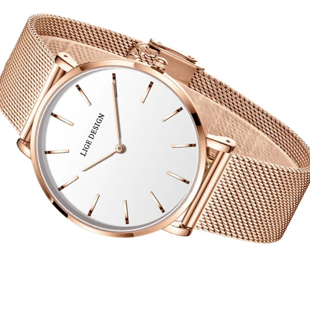 Relógio Feminino ZAFFIORA LIGE® – Elegância Atemporal em Aço Inoxidável