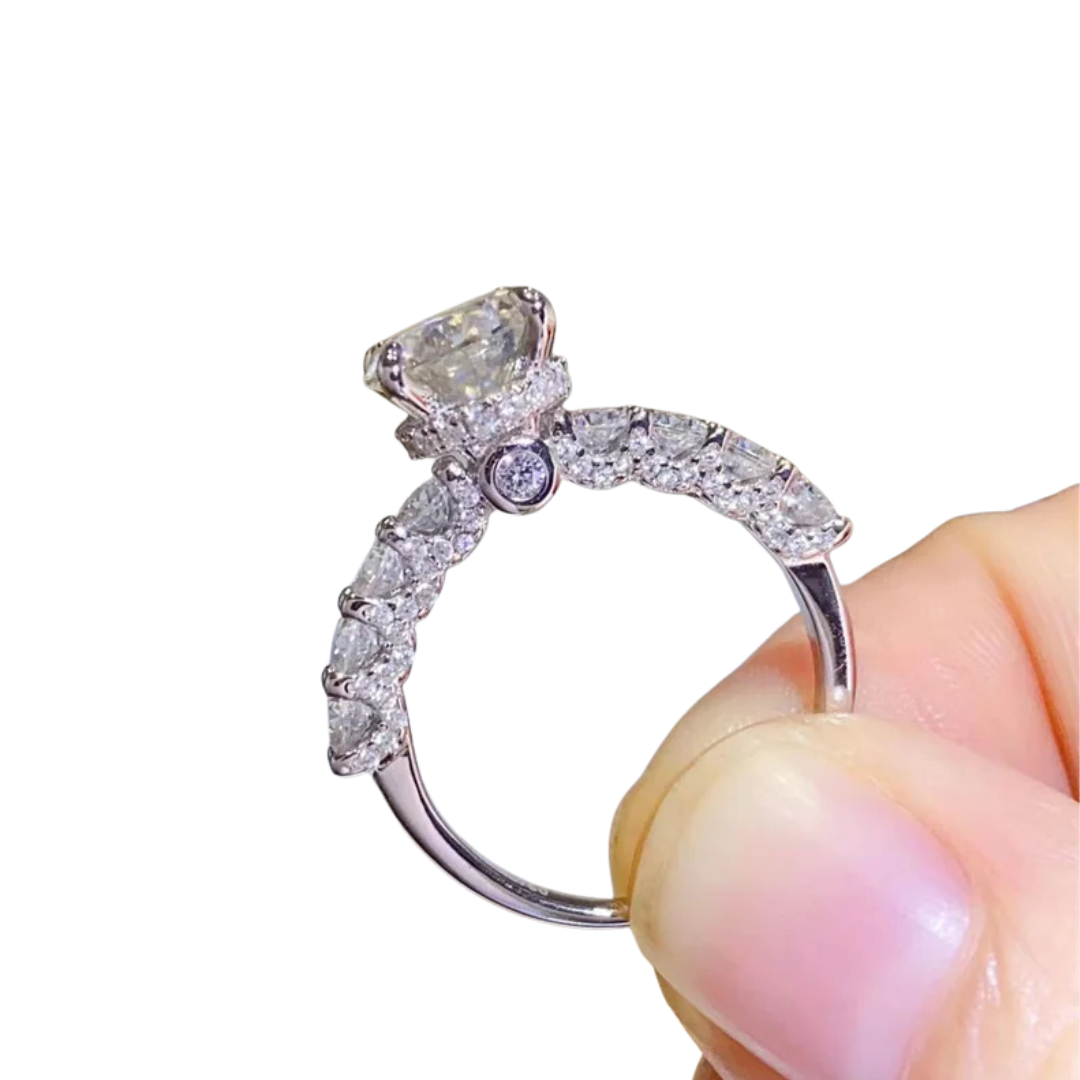 ZAFFIORA – Anel de Noivado em Prata 925 com Moissanite Real 2ct e Certificação GRA