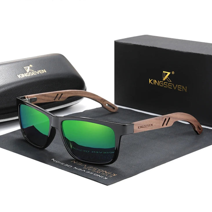Óculos KINGSEVEN W5508 – Madeira Natural, Proteção UV400 e Design Premium | ZAFFIORA