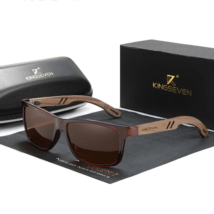 Óculos KINGSEVEN W5508 – Madeira Natural, Proteção UV400 e Design Premium | ZAFFIORA
