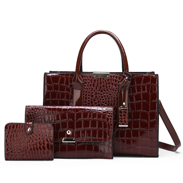 ZAFFIORA – Bolsa Nelly com Efeito Crocodilo + 2 Carteiras Grátis | Um Toque de Luxo no Seu Dia a Dia