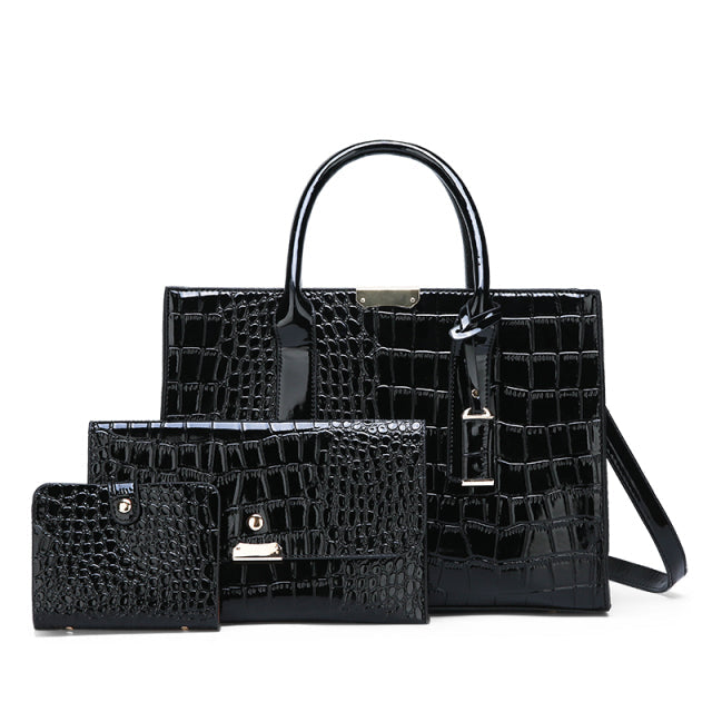 ZAFFIORA – Bolsa Nelly com Efeito Crocodilo + 2 Carteiras Grátis | Um Toque de Luxo no Seu Dia a Dia
