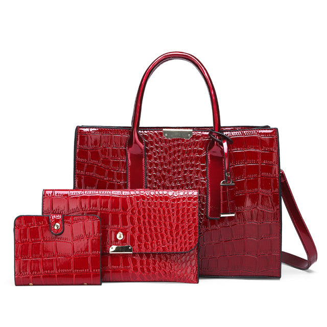ZAFFIORA – Bolsa Nelly com Efeito Crocodilo + 2 Carteiras Grátis | Um Toque de Luxo no Seu Dia a Dia