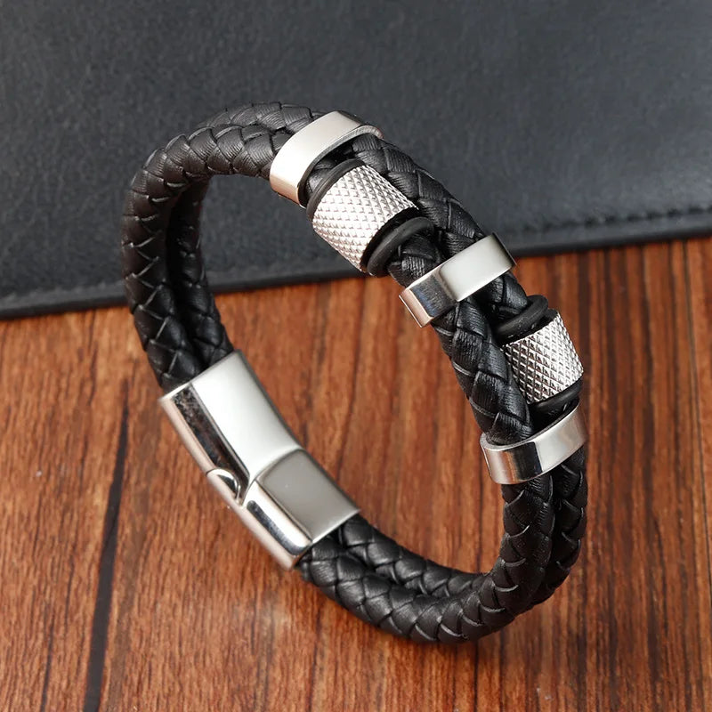 Pulseira Masculina de Couro ZAFFIORA – Estilo, Conforto e Fecho Magnético Premium