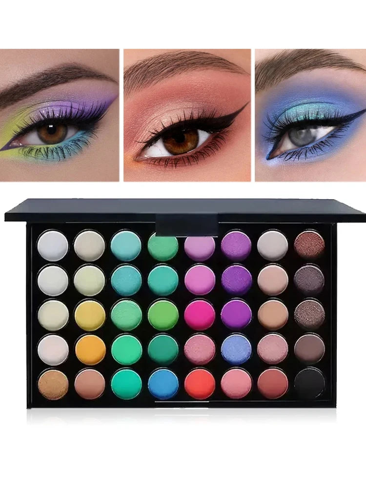 Paleta de Sombras VERRONI ZAFFIORA 40 Cores – Make Profissional com Glitter, Matte e Fixação de Longa Duração