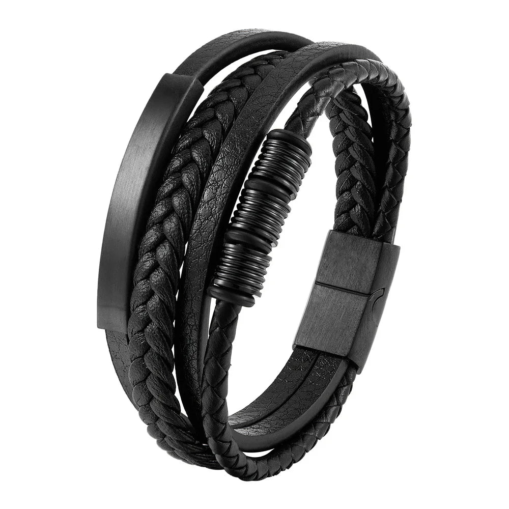 Pulseira Masculina de Couro ZAFFIORA – Estilo, Conforto e Fecho Magnético Premium