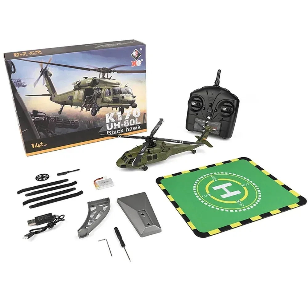 ZAFFIORA | Helicóptero RC XK K170 UH-60L – Realismo Militar, Estabilidade e Potência em Cada Voo