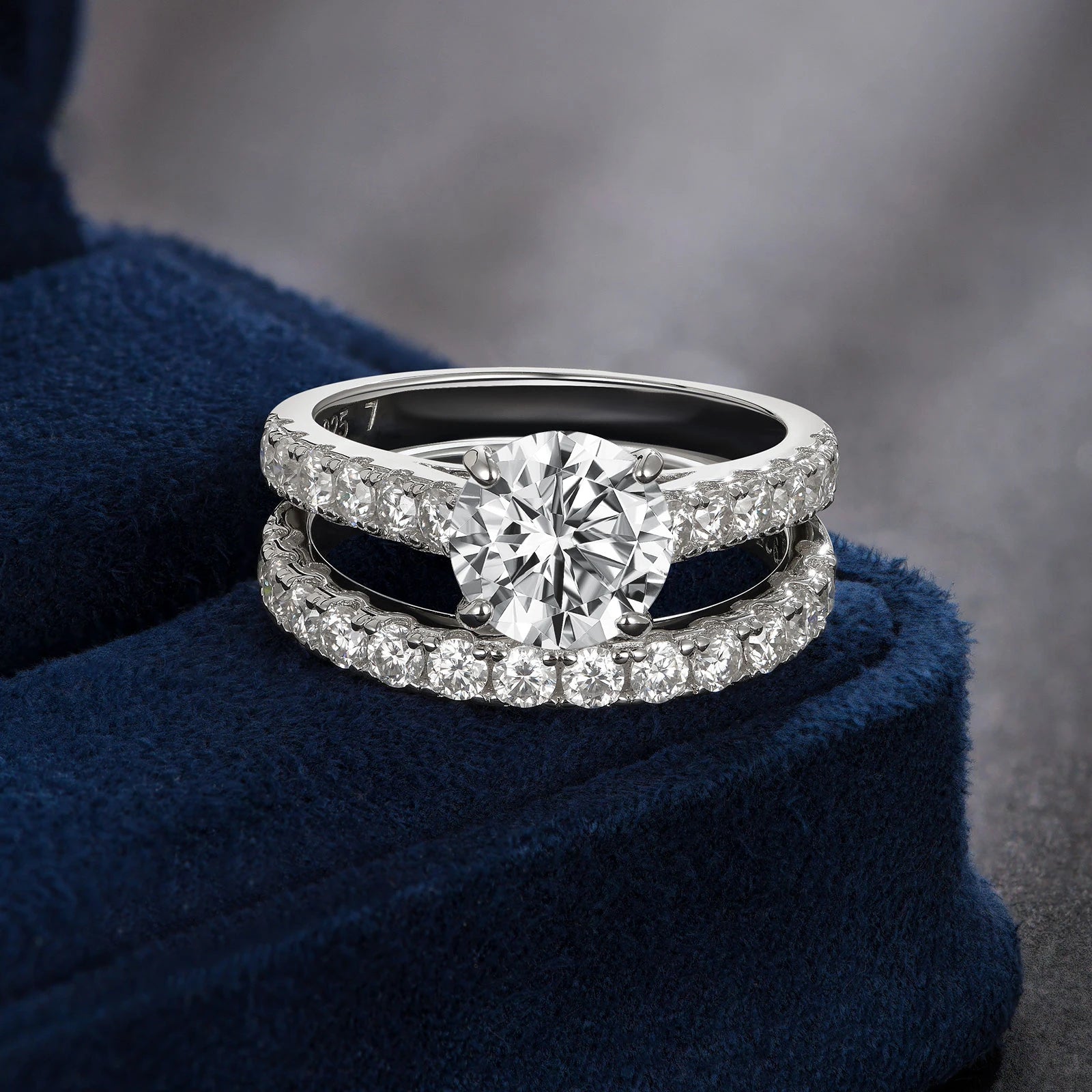 Anel ZAFFIORA Moissanite 2CT Prata Esterlina 925 – Luxo com Certificação GRA