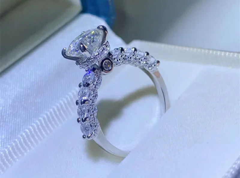 ZAFFIORA – Anel de Noivado em Prata 925 com Moissanite Real 2ct e Certificação GRA