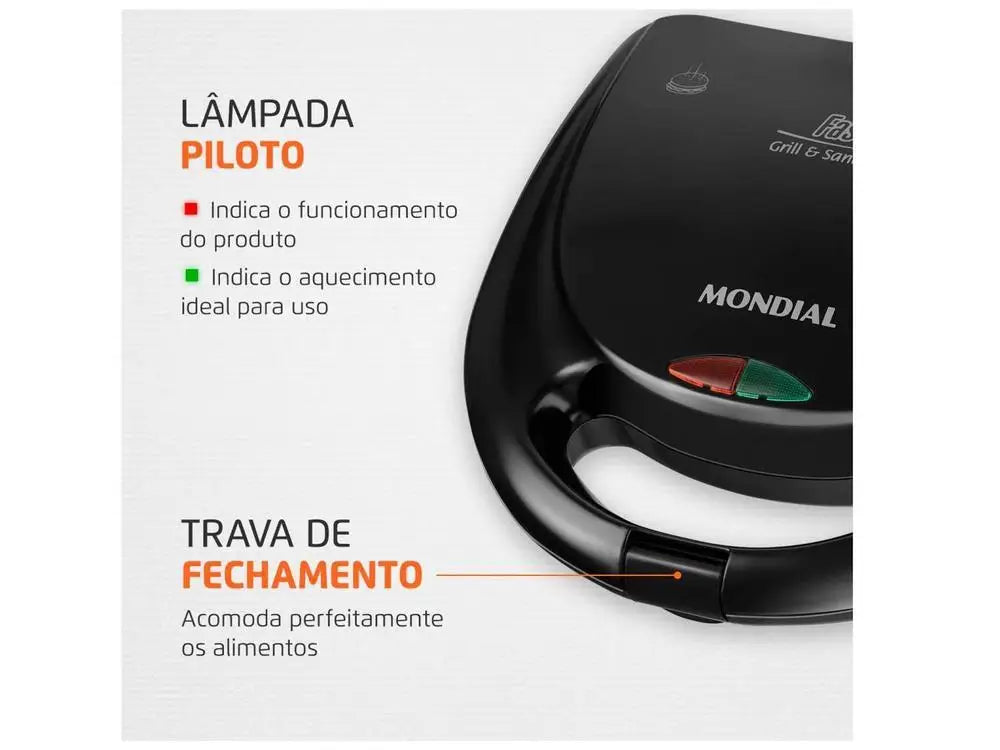 ZAFFIORA | Sandwiches Mondial Fast Grill S-12 Black 750W - 110V