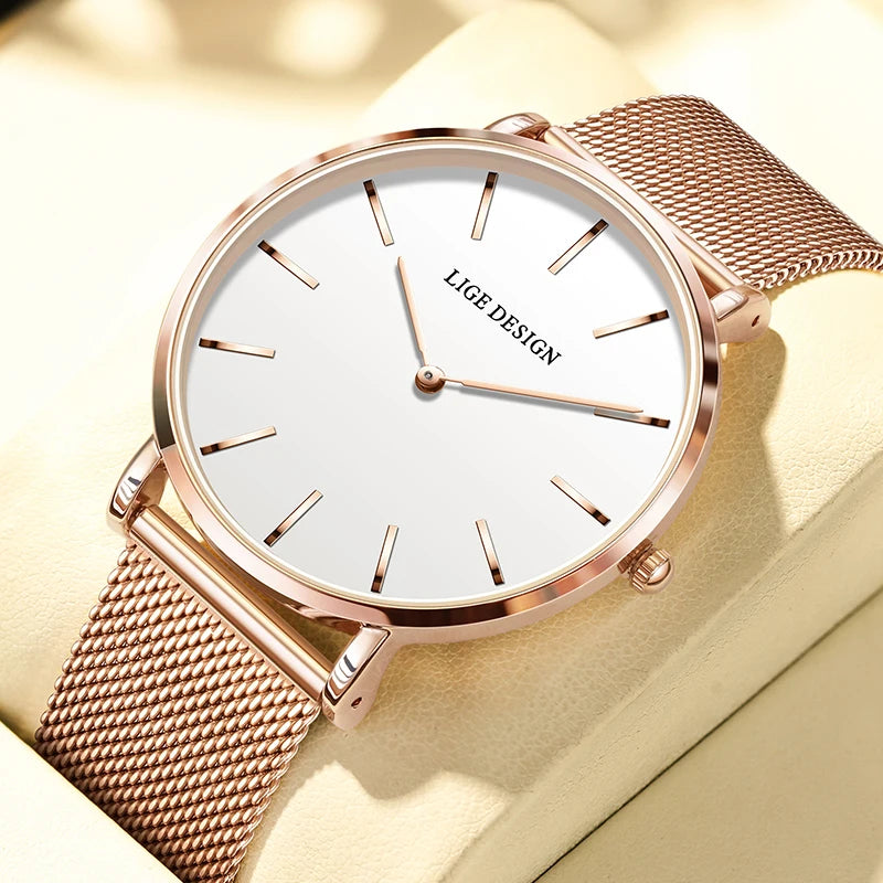 Relógio Feminino ZAFFIORA LIGE® – Elegância Atemporal em Aço Inoxidável