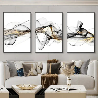 Kit com 3 Quadros Abstratos ZAFFIORA – Ideal para Salas, Quartos e Escritórios