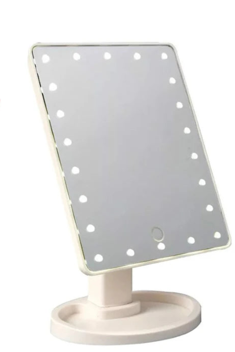 Espelho de Maquiagem com Luz LED 22Leds ZAFFIORA | Ampliação 2X/3X | USB e Pilha | Dobrável