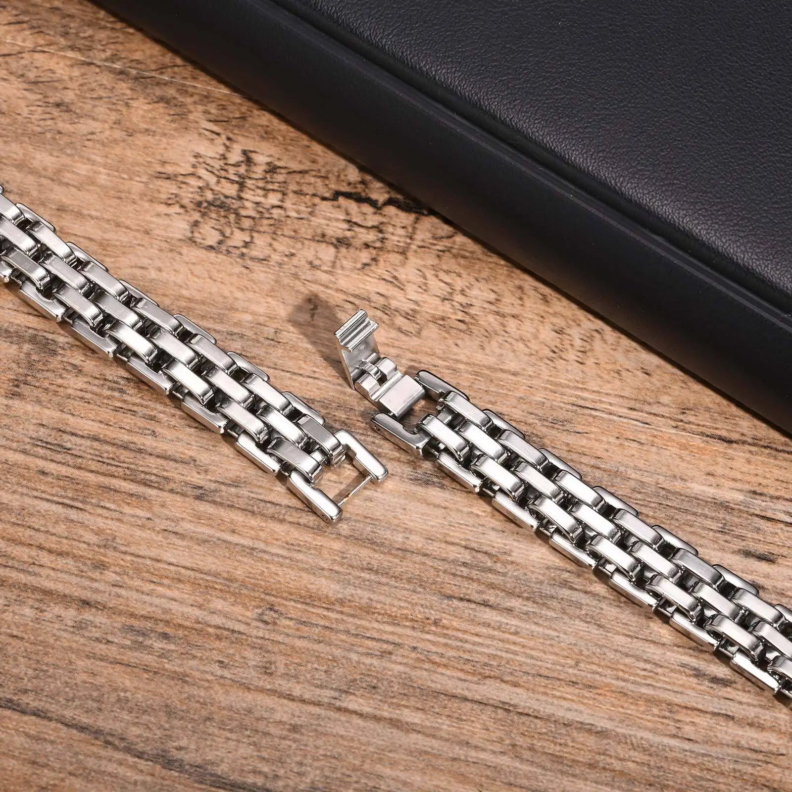 Pulseira Masculina VNOX em Aço Inoxidável ZAFFIORA – Casual, Resistente e Presente de Fé