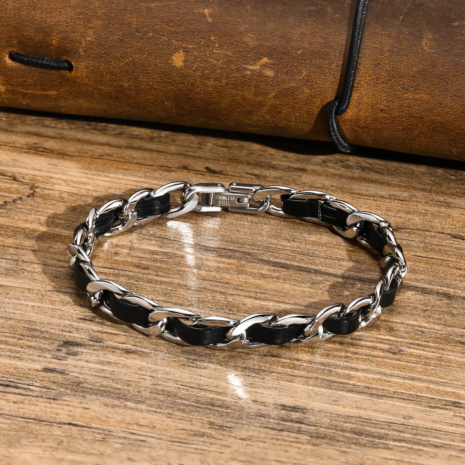 Bracelete Masculino Premium VNOX ZAFFIORA – Visual Marcante para Homens de Estilo