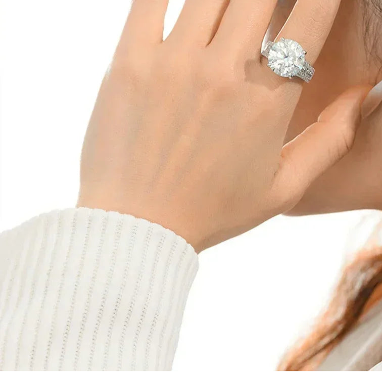 ZAFFIORA Moissanite D Color 10ct – Anel de Noivado Luxuoso em Prata Esterlina 925 com Certificação GRA
