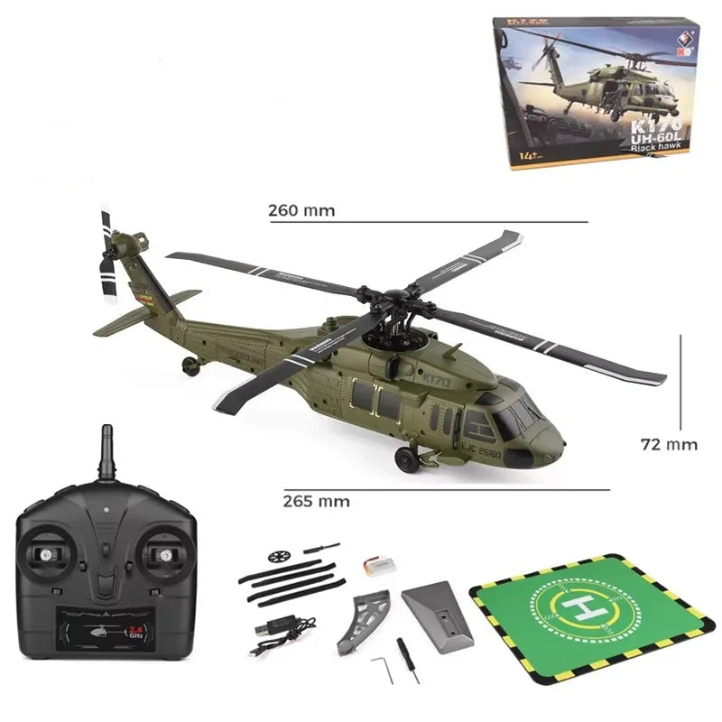 ZAFFIORA | Helicóptero RC XK K170 UH-60L – Realismo Militar, Estabilidade e Potência em Cada Voo