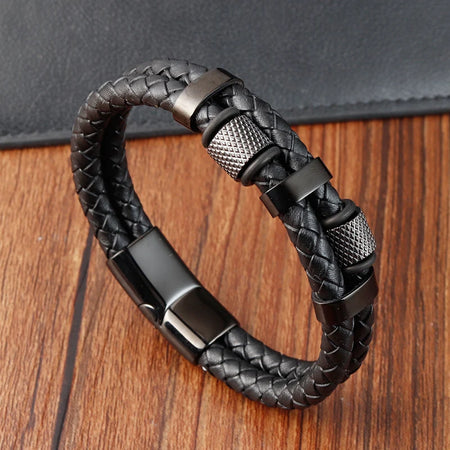 Pulseira Masculina de Couro ZAFFIORA – Estilo, Conforto e Fecho Magnético Premium
