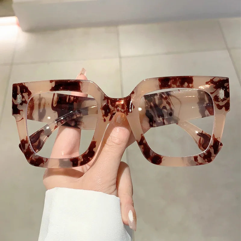 Óculos Quadrado Grande Retrô Street Style – Estampa Leopardo Unissex | ZAFFIORA