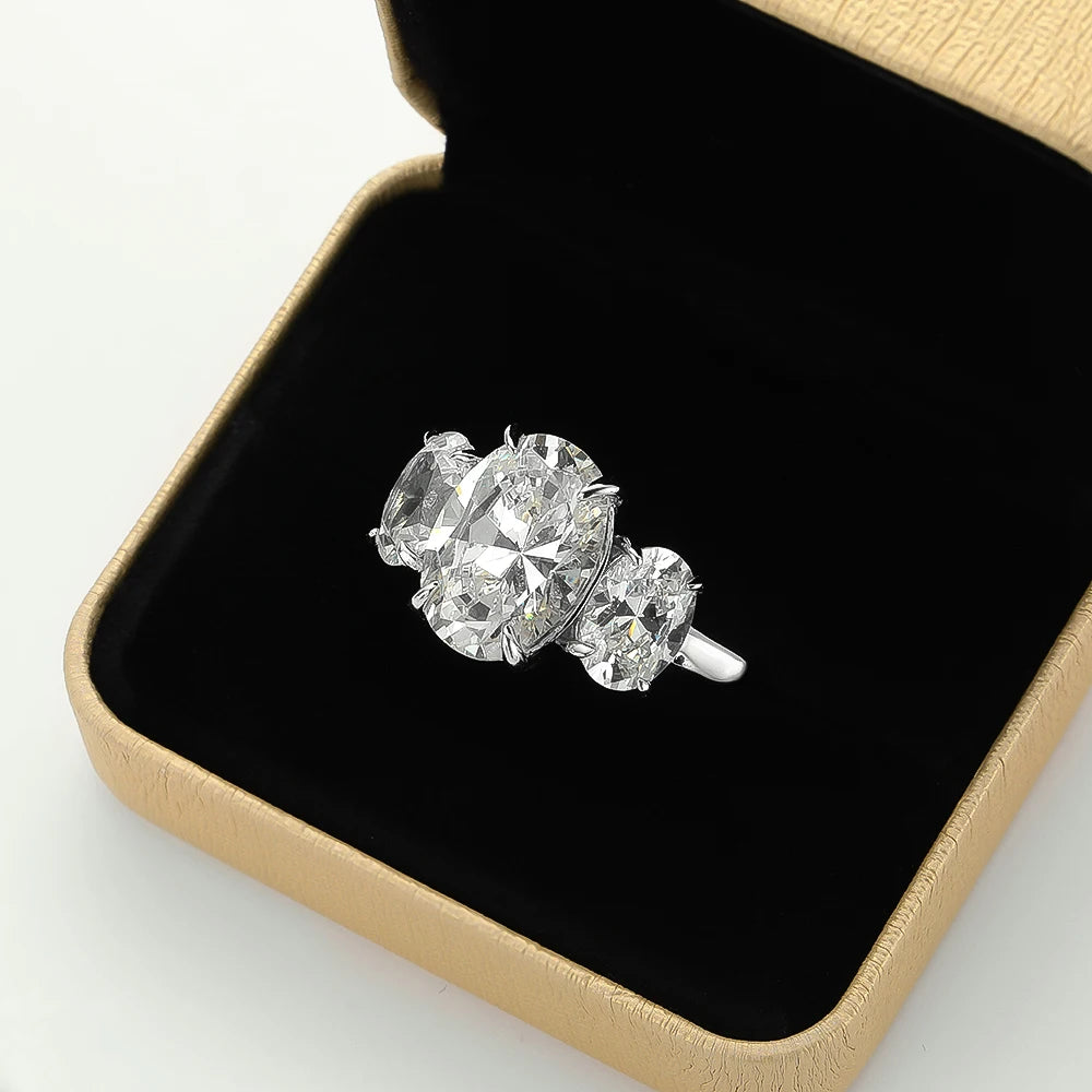 Anel Oval Moissanite 4CT by ZAFFIORA – Luxo, Brilho e Qualidade Garantida