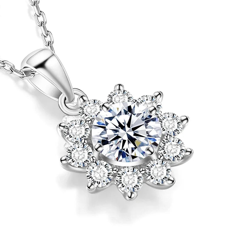 ZAFFIORA Colar Clássico com Pedra Moissanite 1CT – Prata Esterlina 925 com Banho de Ouro Branco