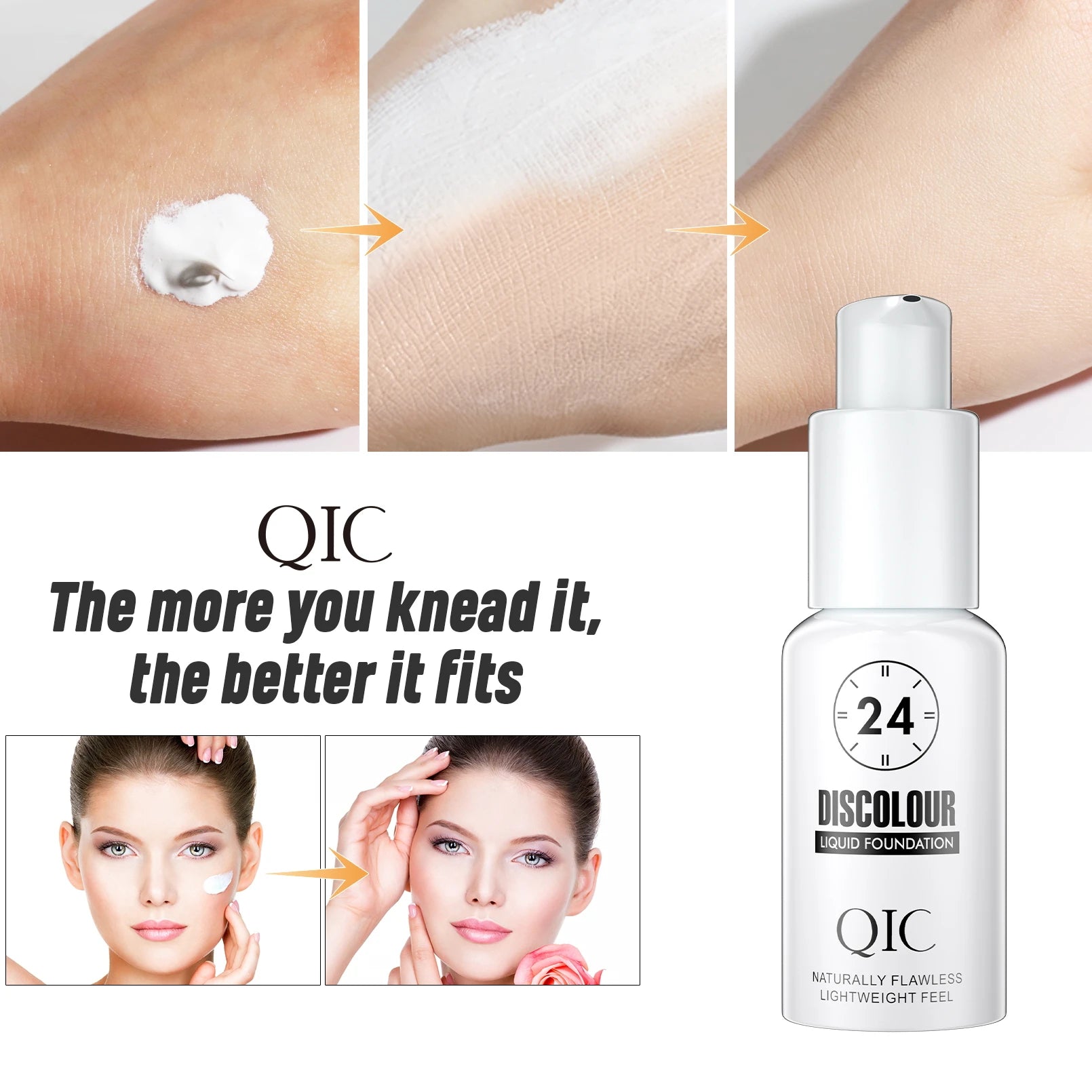 ZAFFIORA Base Líquida QIC Q516 – Base Mágica que Muda de Cor, Hidratante e de Longa Duração
