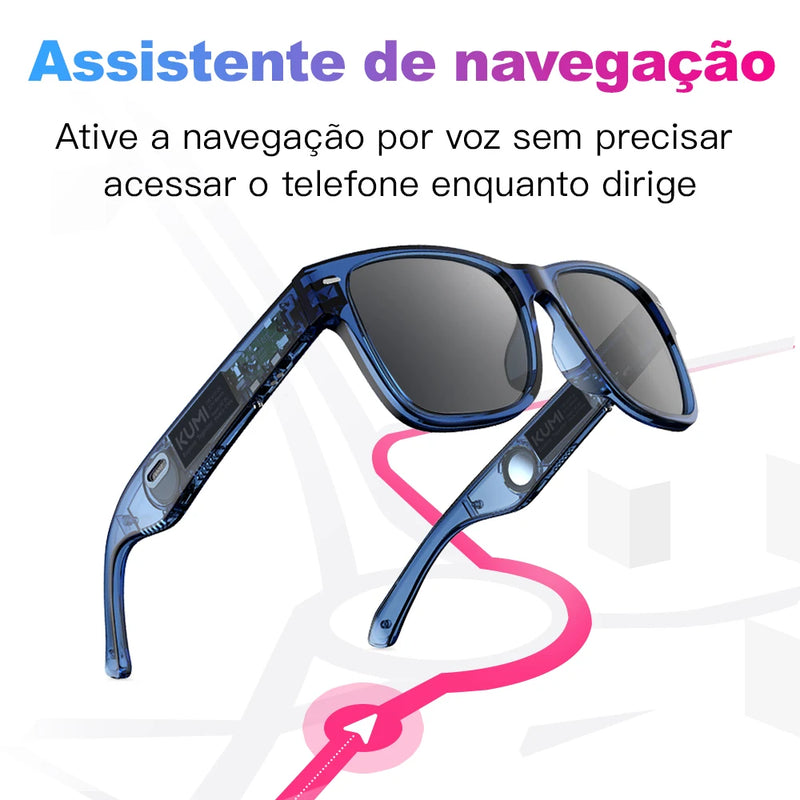 Óculos inteligentes Óculos de sol polarizados Óculos Bluetooth IPX4 à prova d'água Fones de ouvido abertos Assistente de voz com IA