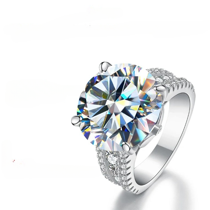 ZAFFIORA Moissanite D Color 10ct – Anel de Noivado Luxuoso em Prata Esterlina 925 com Certificação GRA