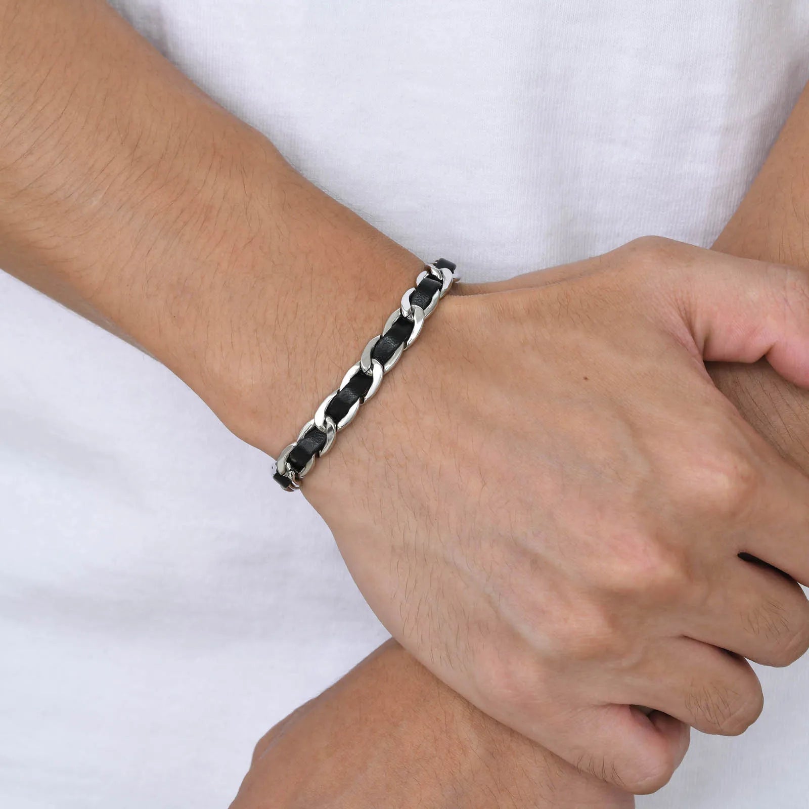 Bracelete Masculino Premium VNOX ZAFFIORA – Visual Marcante para Homens de Estilo