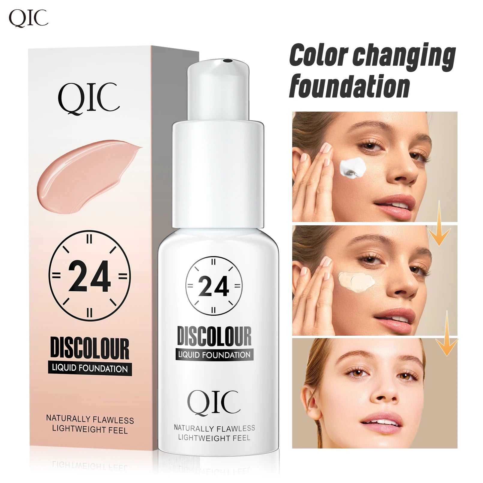 ZAFFIORA Base Líquida QIC Q516 – Base Mágica que Muda de Cor, Hidratante e de Longa Duração