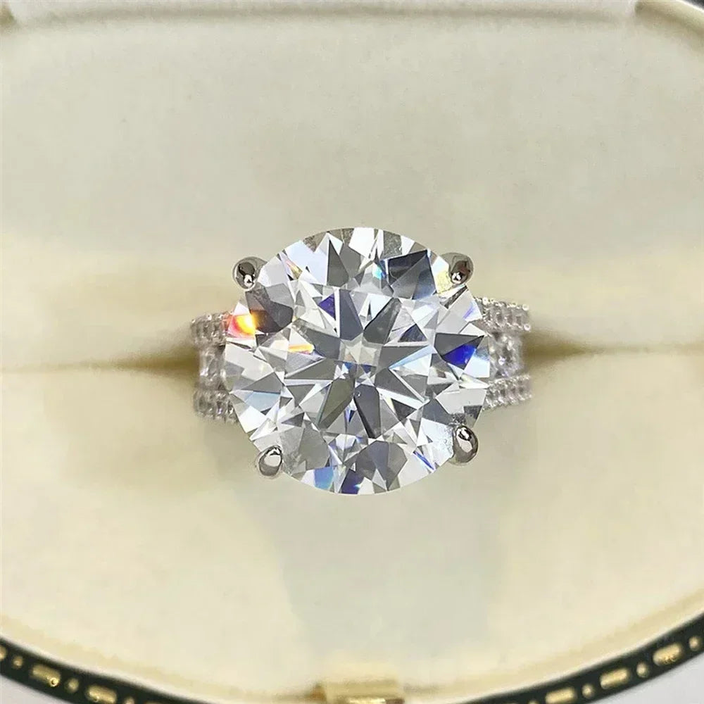 ZAFFIORA Moissanite D Color 10ct – Anel de Noivado Luxuoso em Prata Esterlina 925 com Certificação GRA