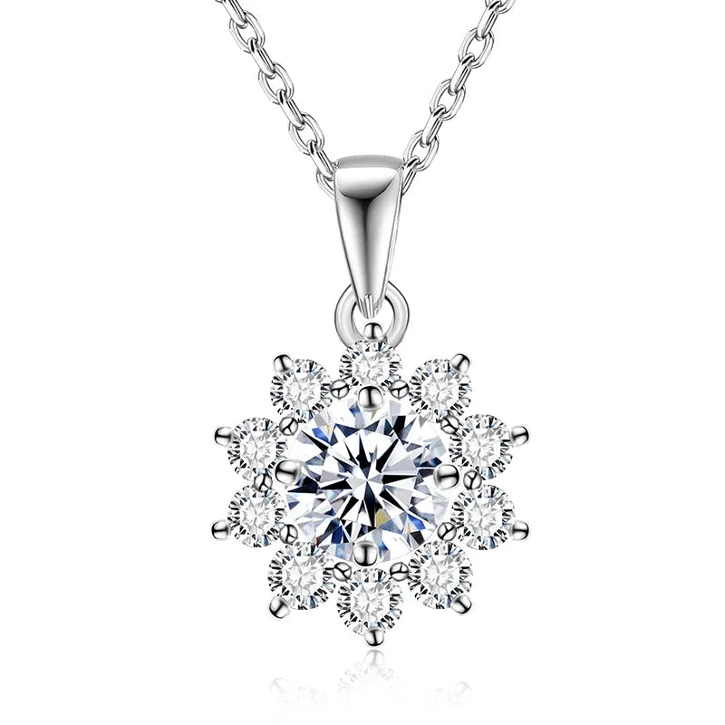 ZAFFIORA Colar Clássico com Pedra Moissanite 1CT – Prata Esterlina 925 com Banho de Ouro Branco