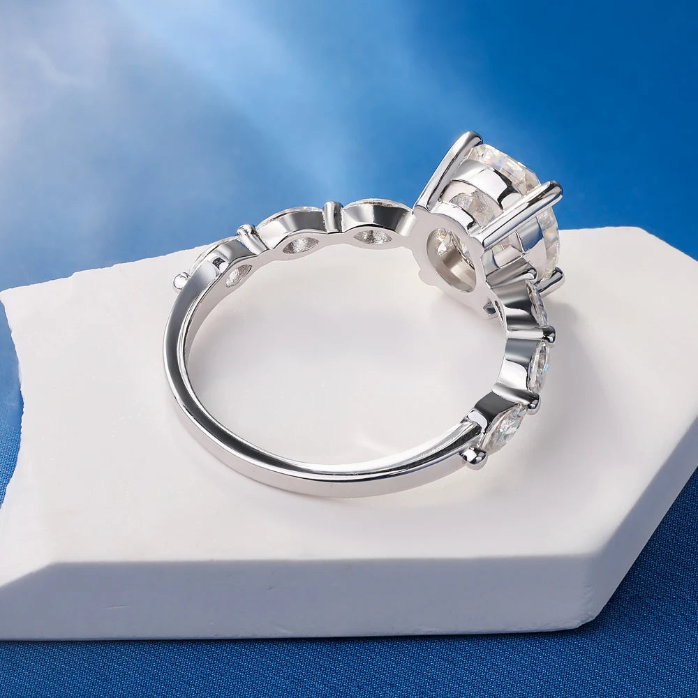 ZAFFIORA – Anel de Moissanite Oval em Prata 925 Banhado a Ouro Branco 18K