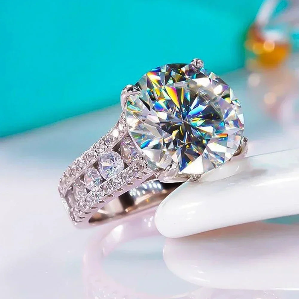 ZAFFIORA Moissanite D Color 10ct – Anel de Noivado Luxuoso em Prata Esterlina 925 com Certificação GRA