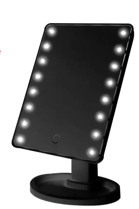Espelho de Maquiagem com Luz LED 22Leds ZAFFIORA | Ampliação 2X/3X | USB e Pilha | Dobrável