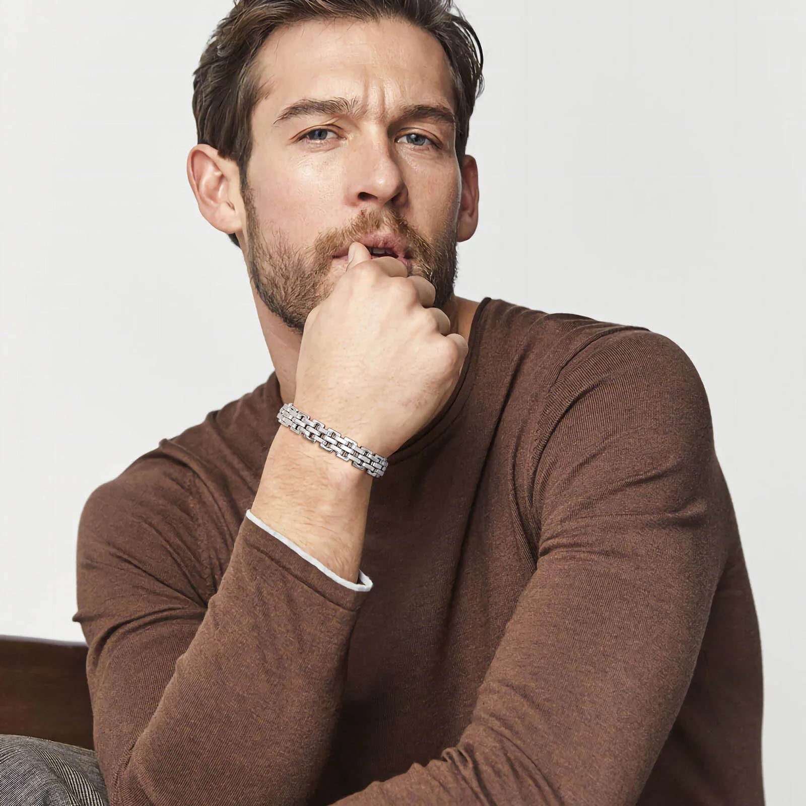 Pulseira Masculina VNOX em Aço Inoxidável ZAFFIORA – Casual, Resistente e Presente de Fé