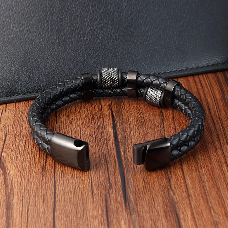 Pulseira Masculina de Couro ZAFFIORA – Estilo, Conforto e Fecho Magnético Premium