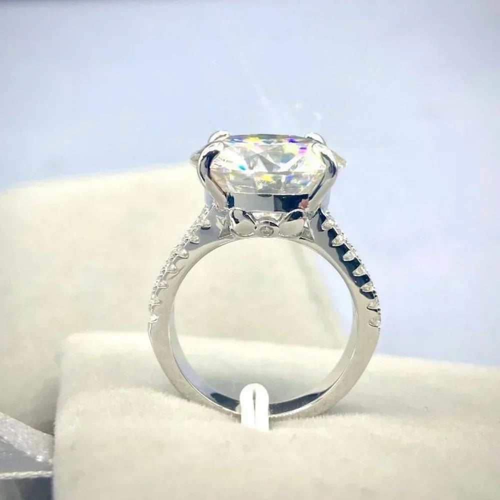 ZAFFIORA Moissanite D Color 10ct – Anel de Noivado Luxuoso em Prata Esterlina 925 com Certificação GRA
