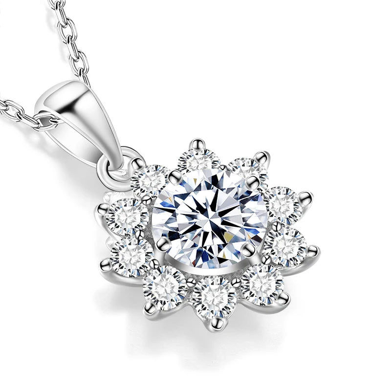 ZAFFIORA Colar Clássico com Pedra Moissanite 1CT – Prata Esterlina 925 com Banho de Ouro Branco