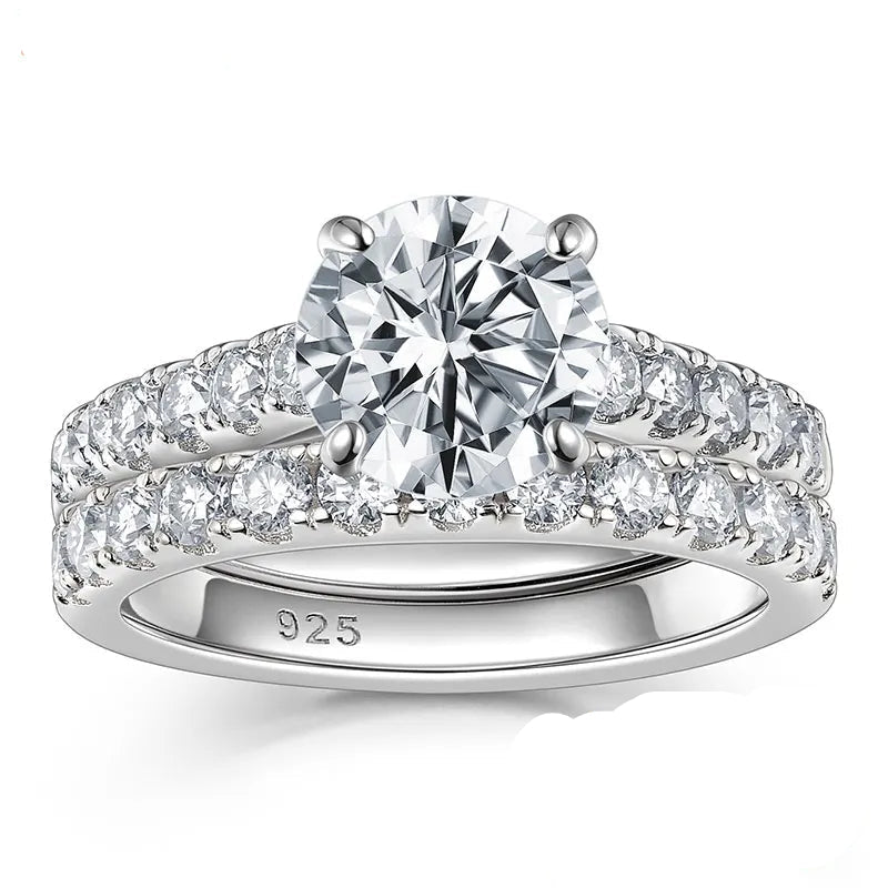 Anel ZAFFIORA Moissanite 2CT Prata Esterlina 925 – Luxo com Certificação GRA