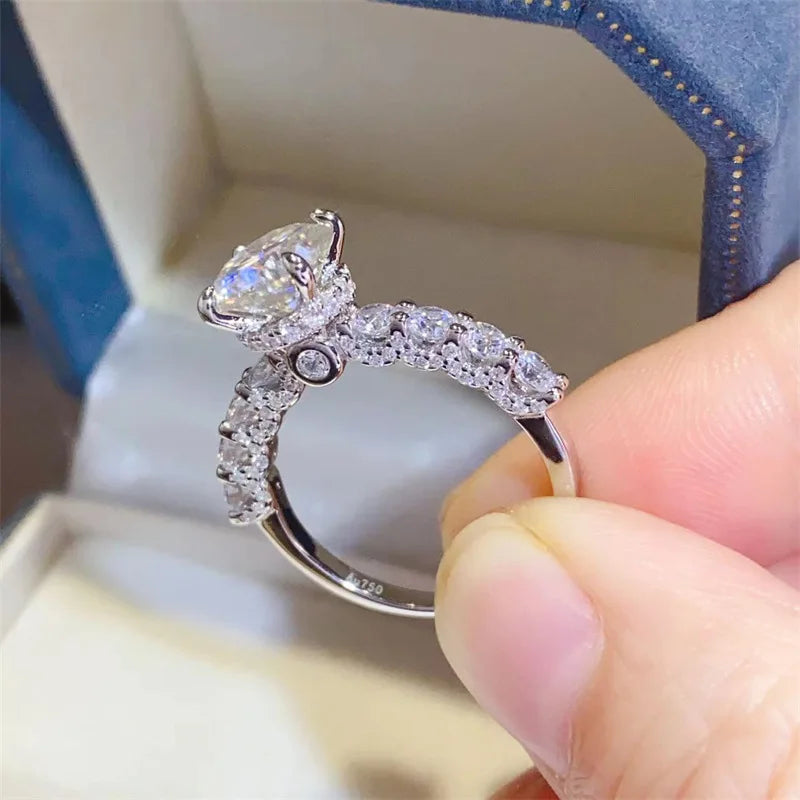 ZAFFIORA – Anel de Noivado em Prata 925 com Moissanite Real 2ct e Certificação GRA