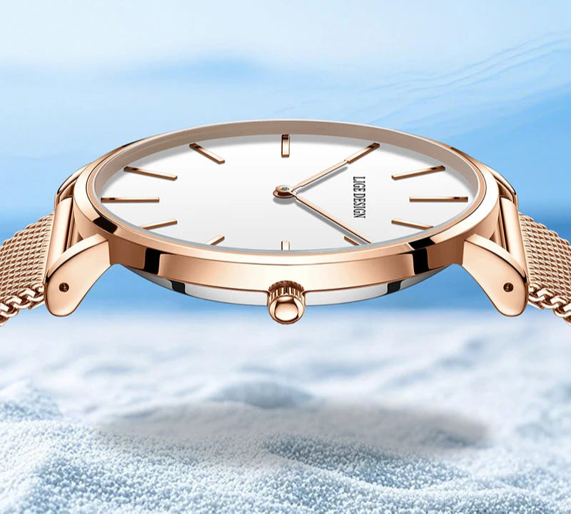 Relógio Feminino ZAFFIORA LIGE® – Elegância Atemporal em Aço Inoxidável