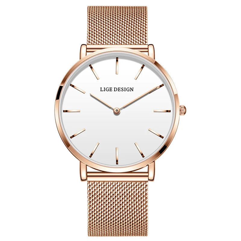 Relógio Feminino ZAFFIORA LIGE® – Elegância Atemporal em Aço Inoxidável
