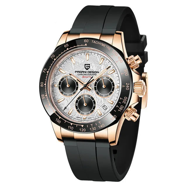 Relógio Masculino ZAFFIORA PAGANI DESIGN V2 – Cronógrafo Retrô 40mm, Quartzo, Safira, À Prova d’Água, Caixa em Aço Inoxidável