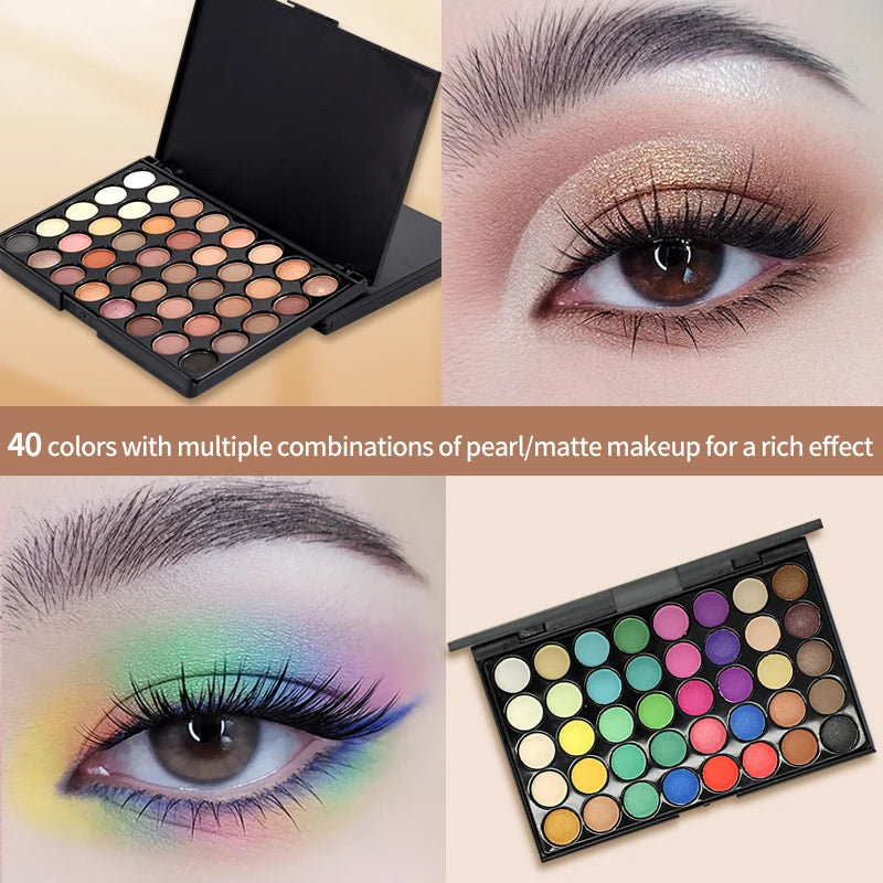 Paleta de Sombras VERRONI ZAFFIORA 40 Cores – Make Profissional com Glitter, Matte e Fixação de Longa Duração